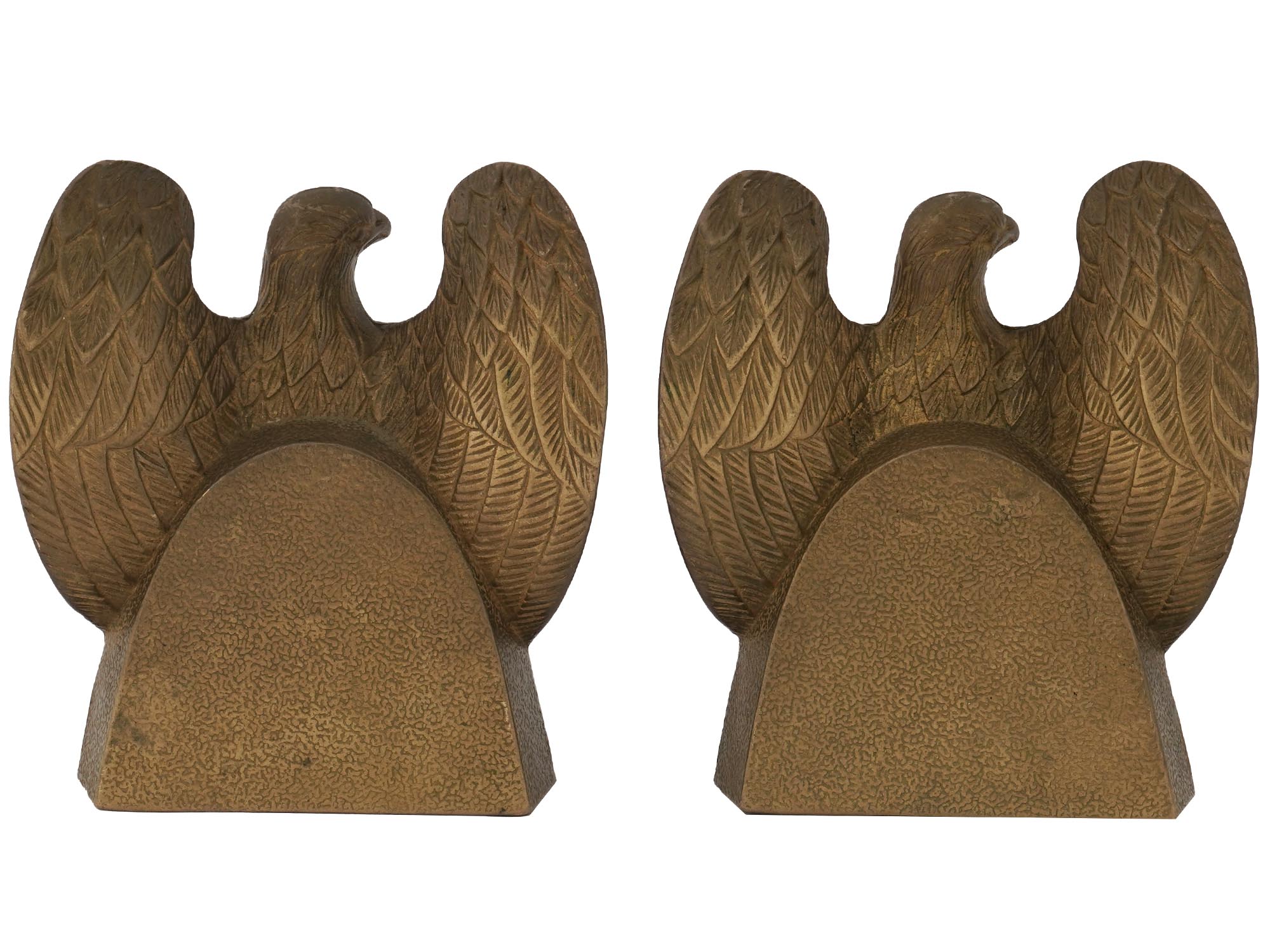 PAIR OF AMERICANA DECOR GILT BRASS EAGLE BOOKENDS PIC-2